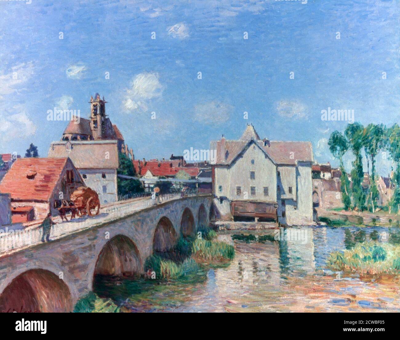 The Bridge at Moret', 1893. Artist: Alfred Sisley. Alfred Sisley was a French-born British painter and founding member of Impressionism. Stock Photo