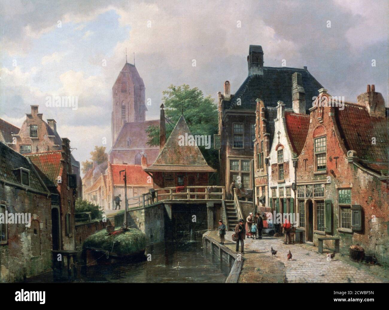 View of Oudewater', c1867. Artist: Hermanus Koekkoek. Hermanus Koekkoek(1815-1882) was a 19th-century painter from the Netherlands. He is known for landscapes and seascapes and taught his sons to paint in the family tradition. Stock Photo