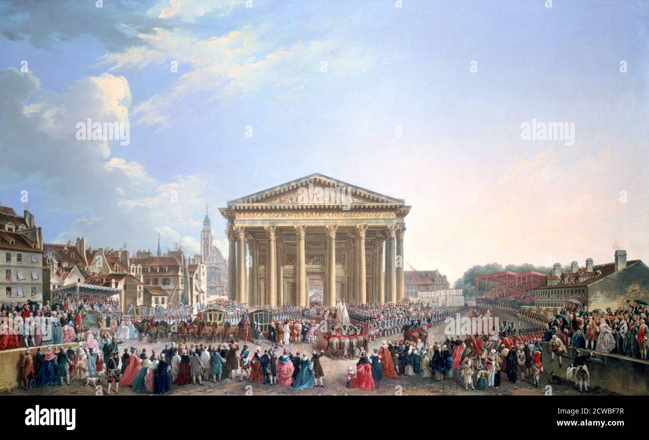 Ceremony at the New Church of St Genevieve', 1765 Artist: Pierre Antoine de Machy. Ceremony of Laying the First Stone of the New Church of St. Genevieve in 1763, 1764. Stock Photo