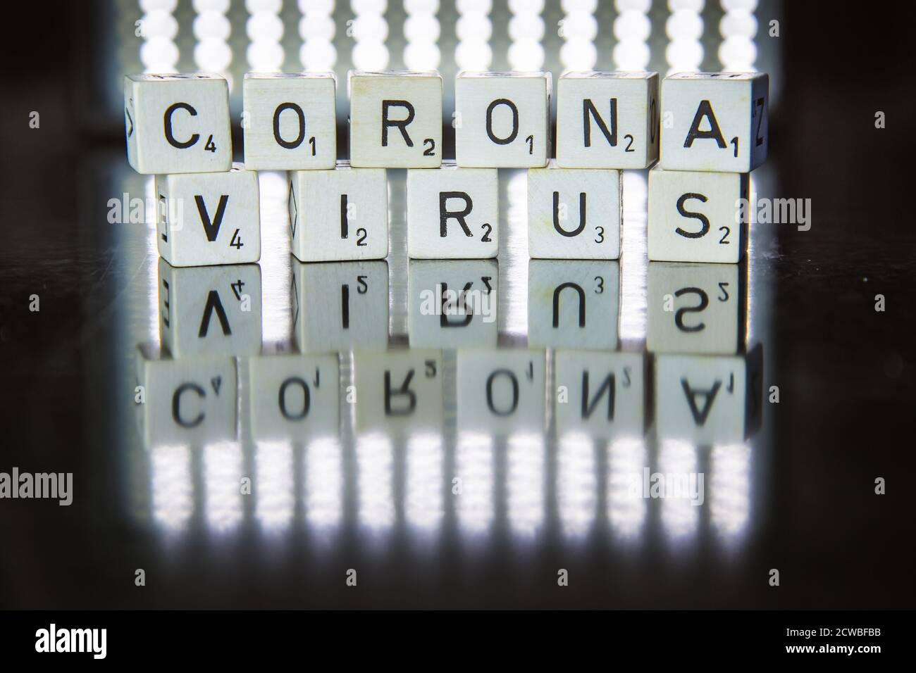 Letters spelling out Coronavirus. To illustrate to Global Pandemic of Coronavirus Stock Photo