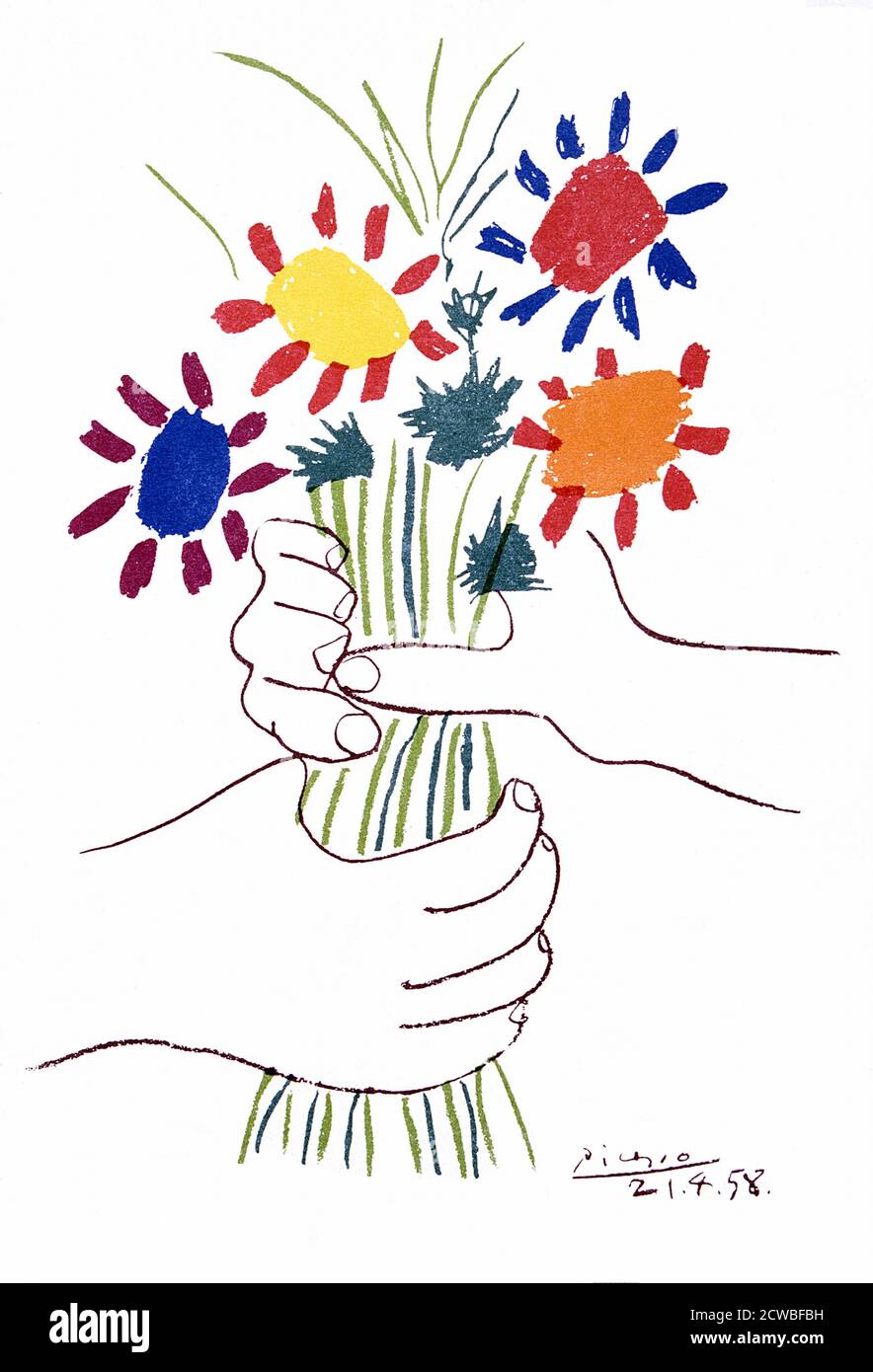 Bouquet of Peace', 1958 by Pablo Picasso (1881 - 1973; Colour Lithograph Stock Photo