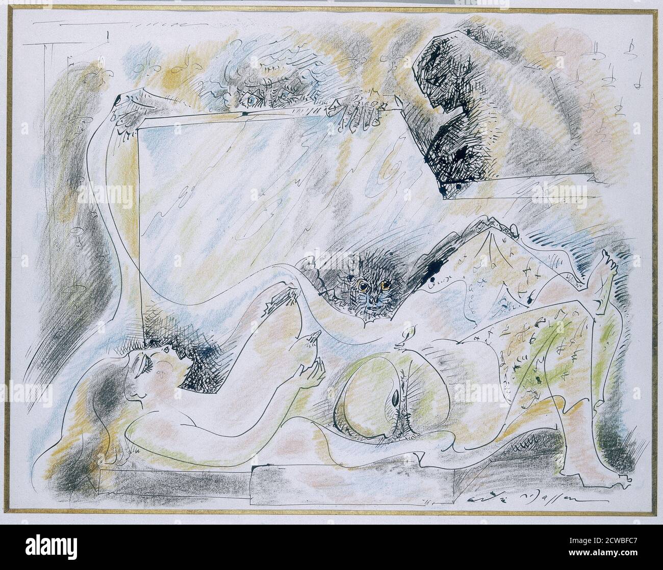 Andre Masson 'La Naissance D'Eve,' Surrealist Lithograph from 'Je Reve' signed by Andre Masson. 1975 Stock Photo