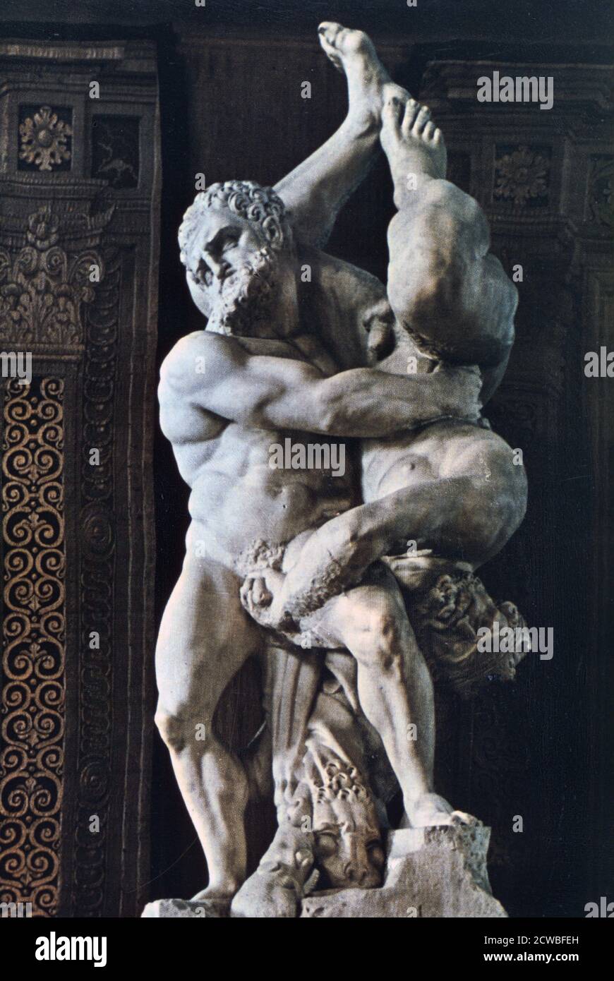 Hercules and Diomede', c mid 16th century (?) by Vincenzo di Raffaello de Rossi. From the Room of the 500, Palazzo Vecchio, Florence, Italy. Stock Photo