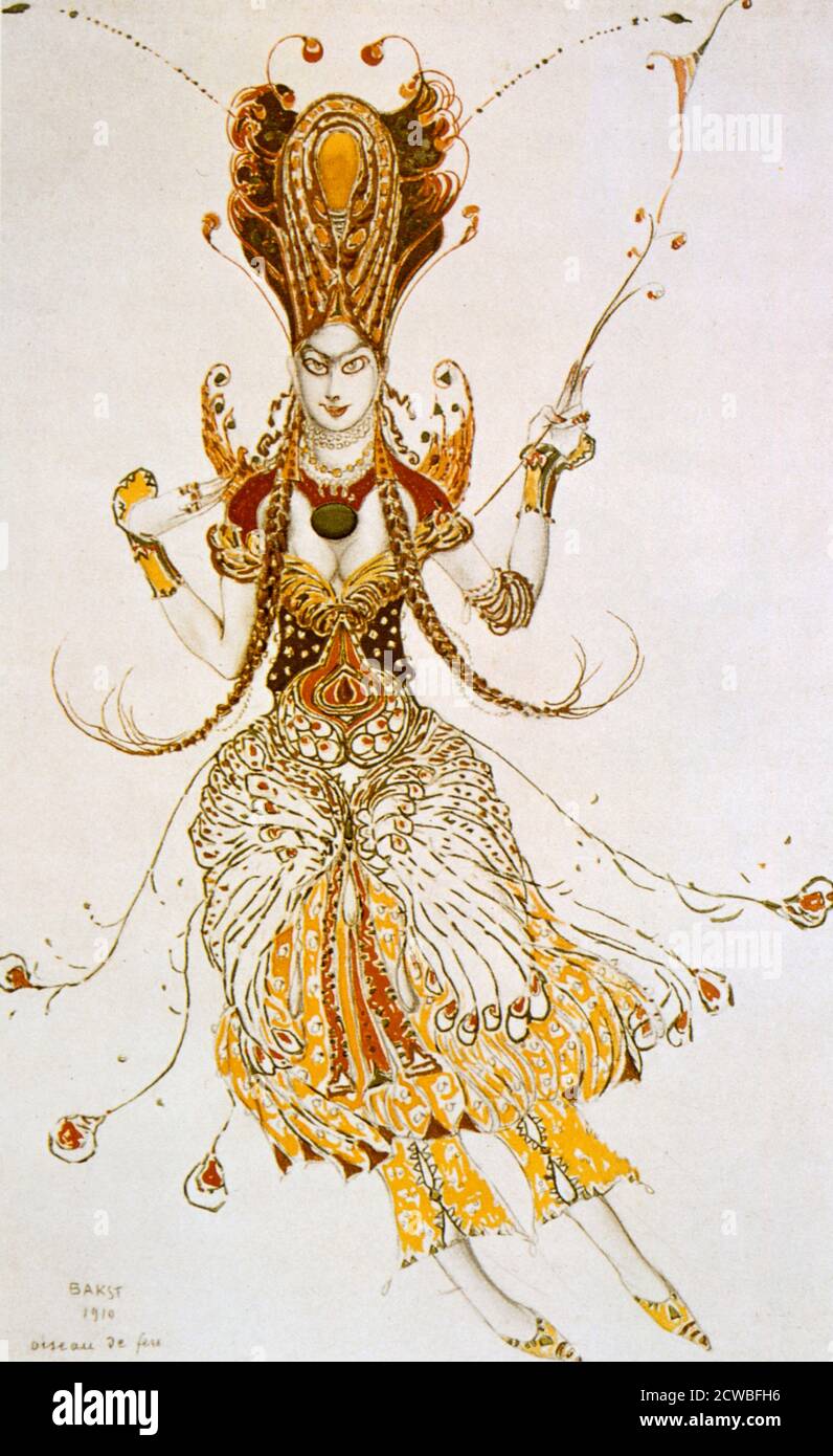 The Firebird', costume design for a Ballets Russes production of Stravinsky's ballet The Firebird by Artist: Leon Bakst, 1910. Published in L'Art Decoratif de Leon Bakst. (Paris, 1913). From a private collection. Stock Photo