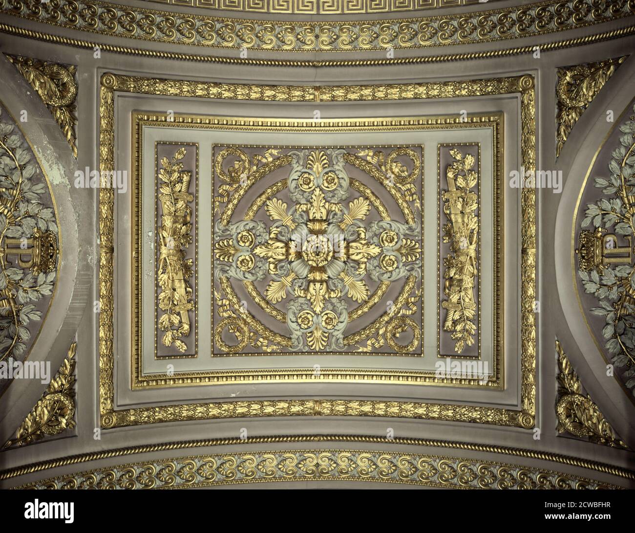 Detail of a cupola, Galerie des Batailles (Gallery of the Battles), Chateau de Versailles, France. Stock Photo
