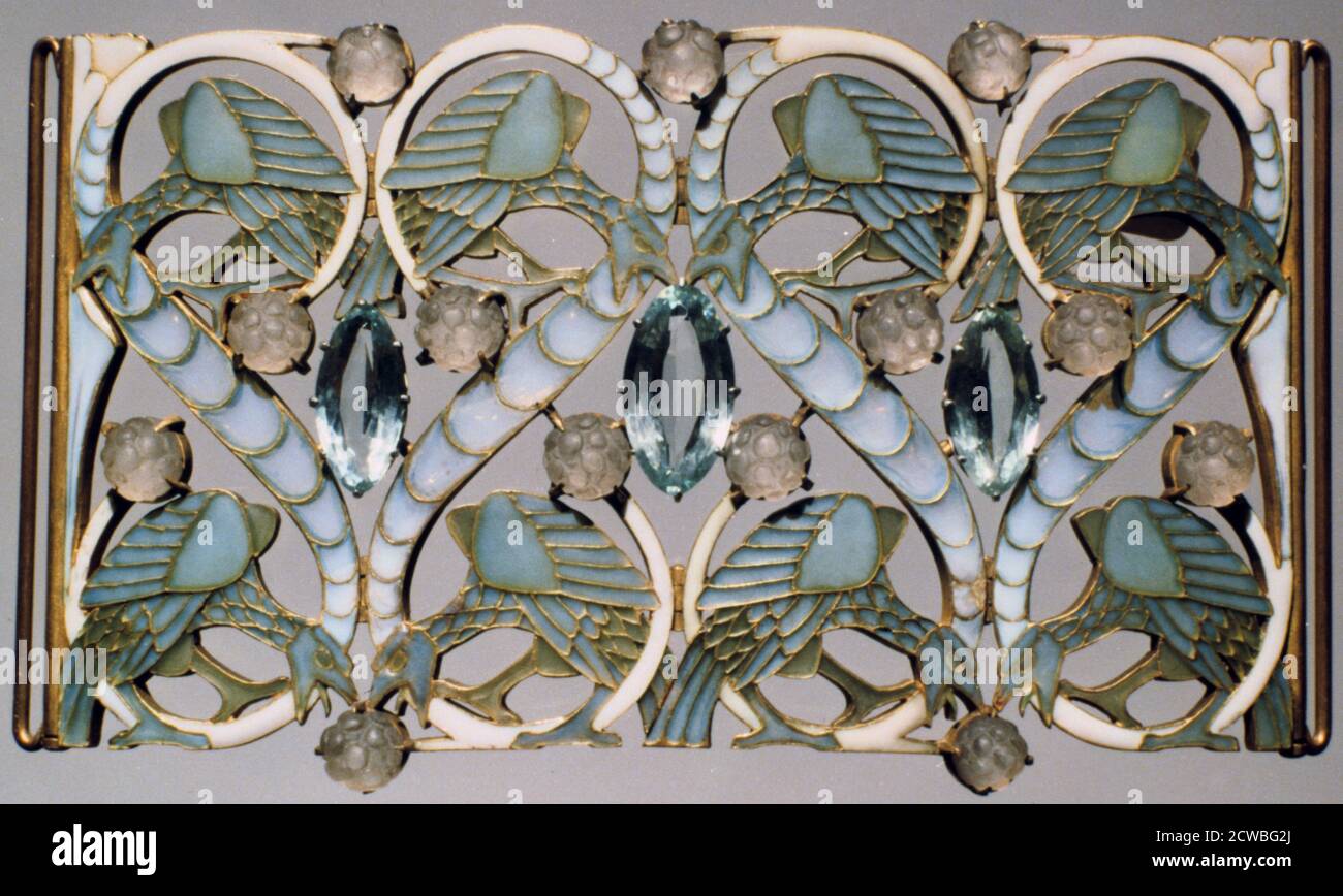 Plaque, late 19th/20th century by Rene Lalique. From the Museu Calouste Gulbenkian, Lisbon, Portugal. Stock Photo