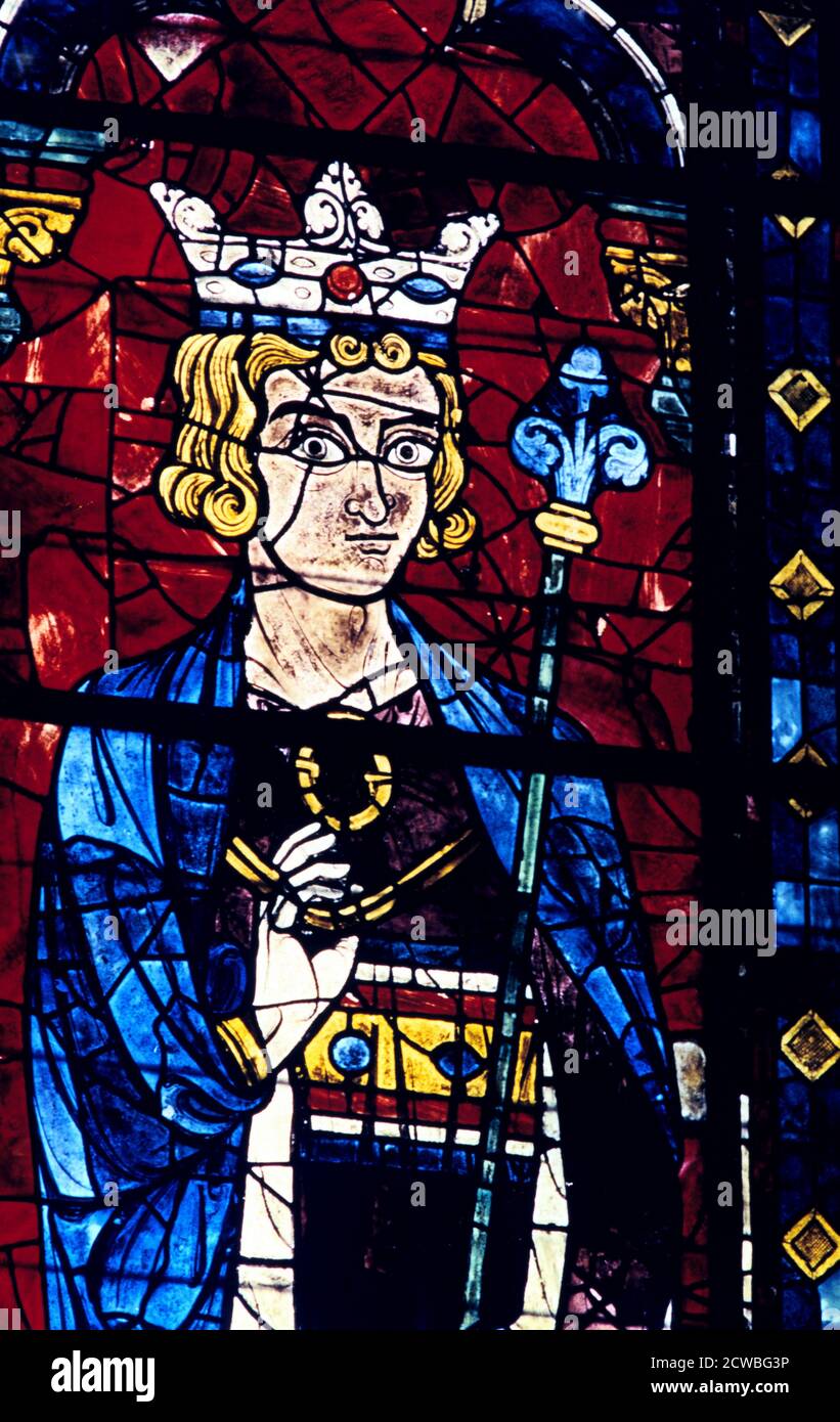 Solomon, stained glass, Chartres Cathedral, France, 1194-1260. Stock Photo