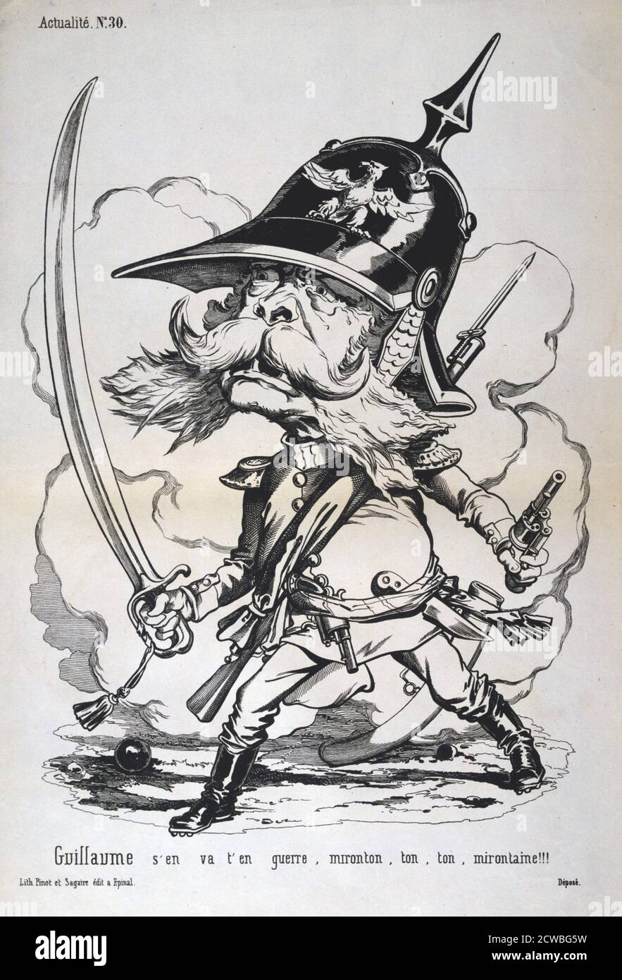 Caricature of Wilhelm I of Prussia, Franco-Prussian war, 1870-1871. From a private collection. Stock Photo