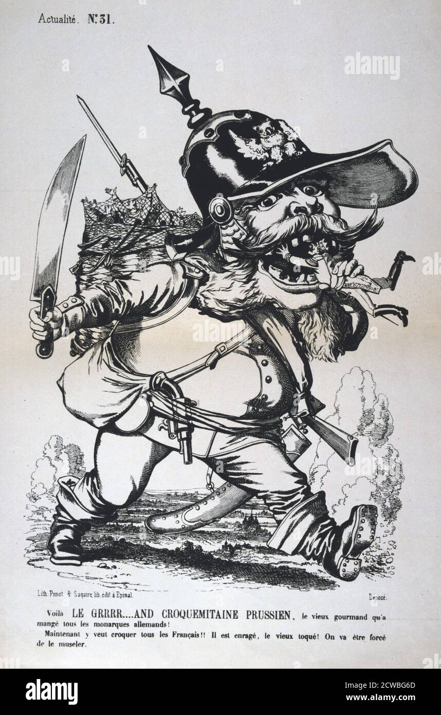 Caricature of Wilhelm I of Prussia, Franco-Prussian war, 1870-1871. From a private collection. Stock Photo