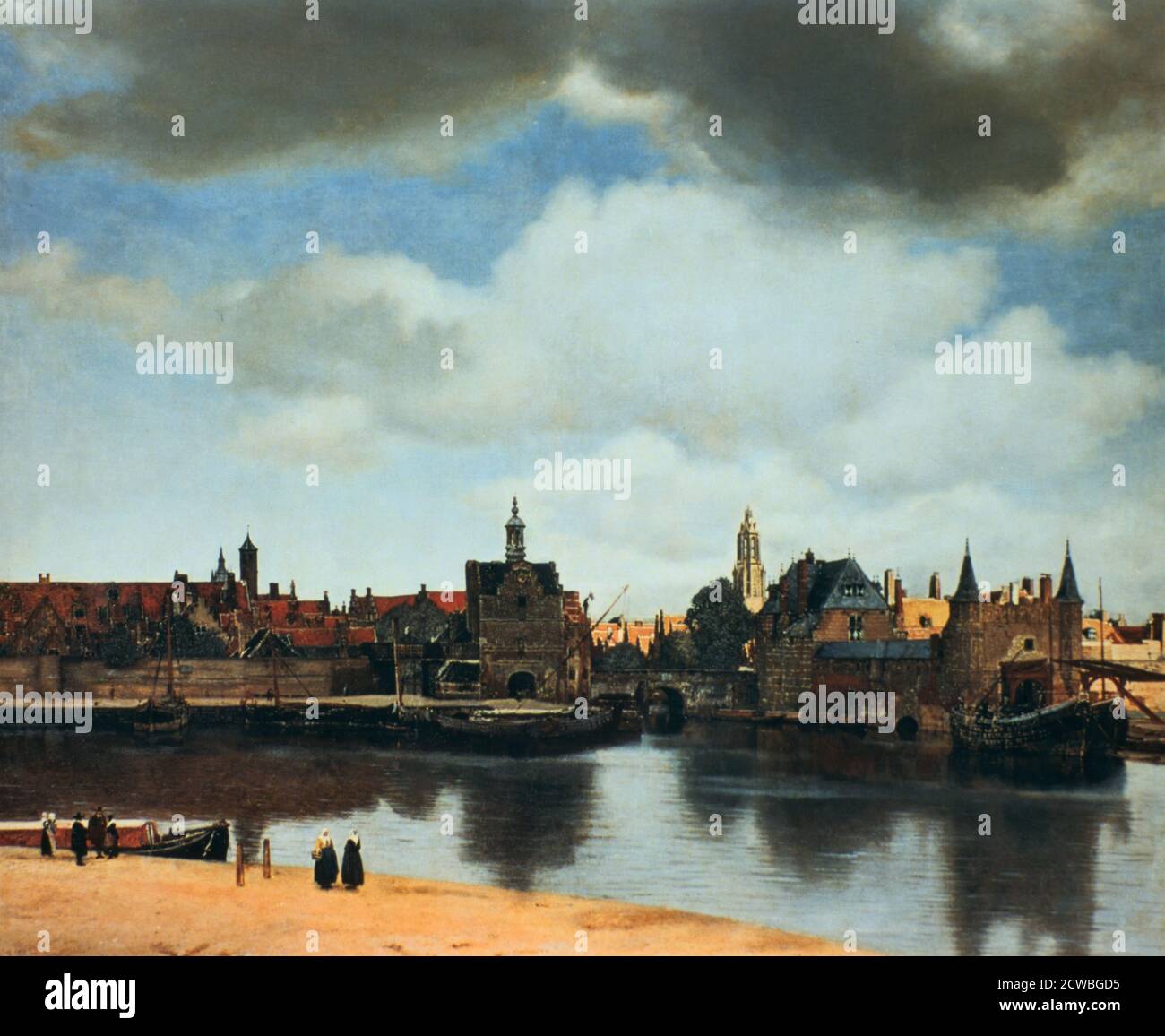 View of Delft, Netherlands, after the fire' by Jan Vermeer, c1658. Stock Photo