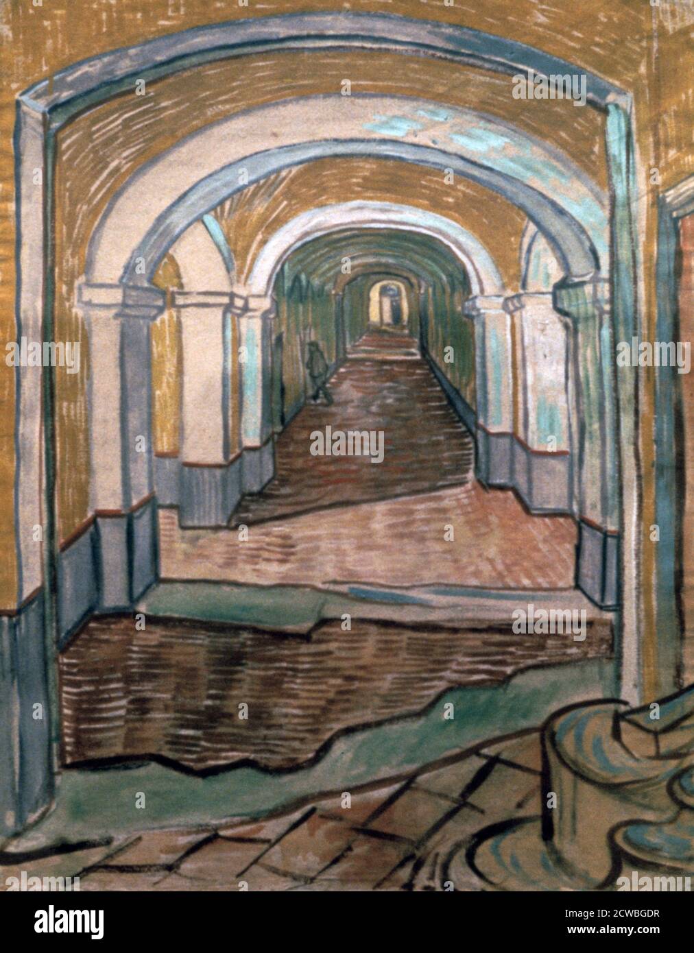 Vestibule of Asylum' vincent van gogh, 1889. From the collection of the Rijksmuseum, Amsterdam, Netherlands. Stock Photo