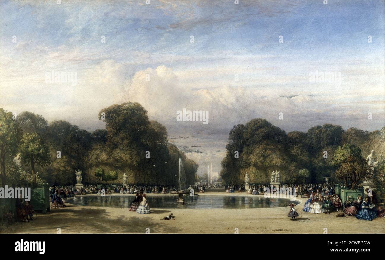 The Tuileries Gardens' by William Wyld, Paris, France, 1858. from the collection of Victoria and Albert Museum, London, United Kingdom. Stock Photo