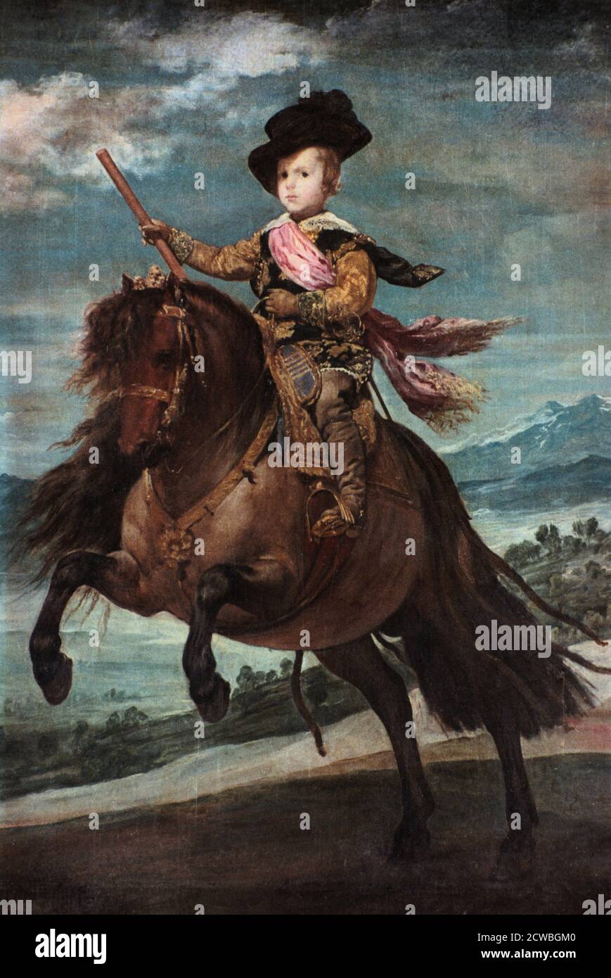 Prince Baltasar Carlos on Horseback,' by Diego Velazquez, 1635-36. Baltasar Carlos was the eldest son of King Philip IV of Spain and his first wife, Elisabeth of France. From the collection of the Museo del Prado, Madrid, Spain. Stock Photo