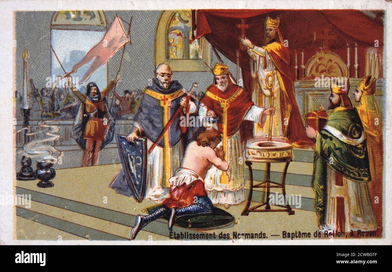 Roeun Rollo Establishment of the Normans: Baptism of Rollo at Rouen, (19th century ...
