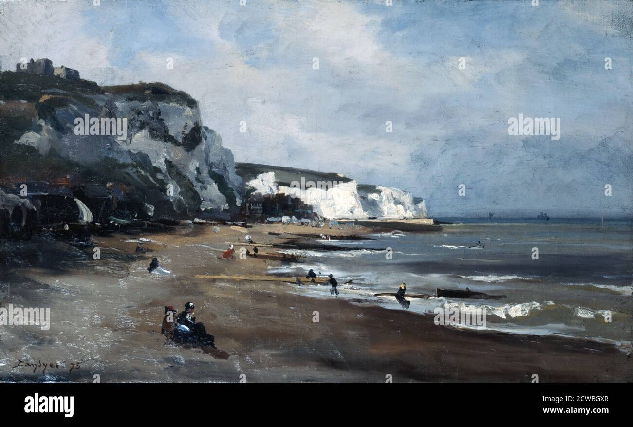 Dover' by Emmanuel Lansyer, 1875. The famous white cliffs of Dover, England. From the collection of Musee Lansyer, Loches, France. Stock Photo
