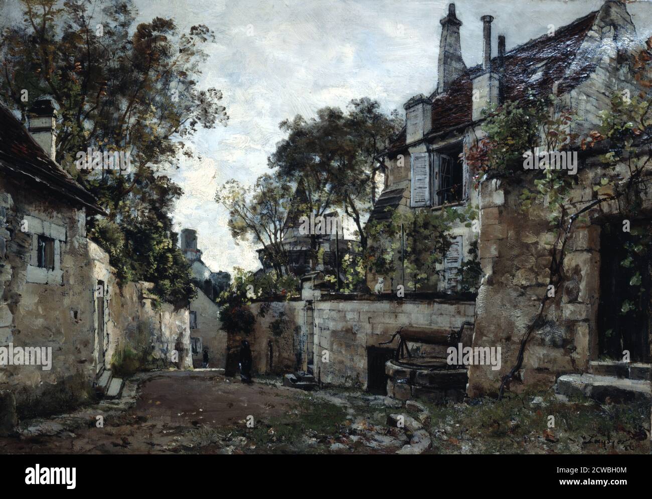 village,' by Emmanuel Lansyer, 1886. From the collection of the Musee Lansyer, Loches, France. Stock Photo