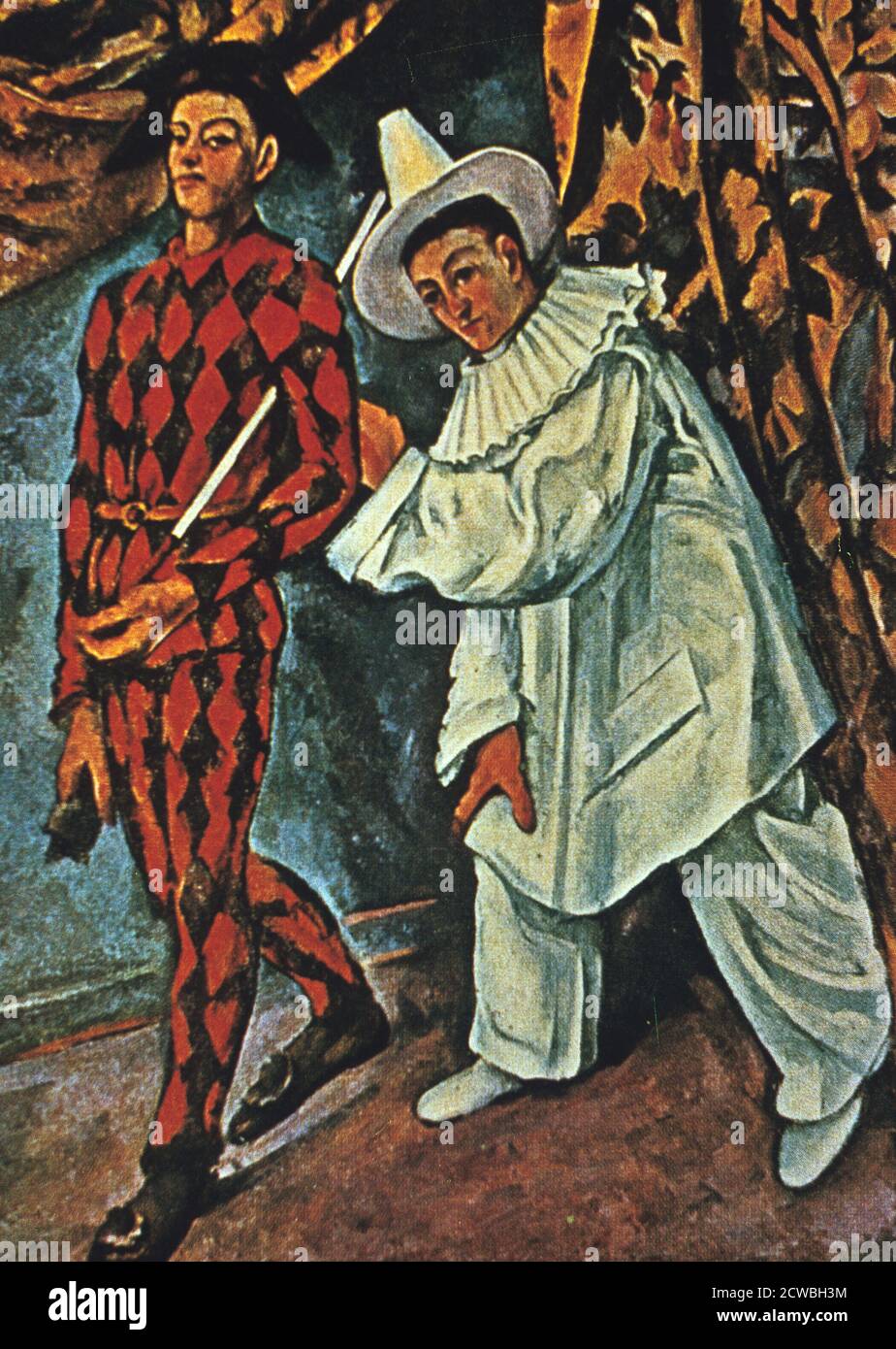 Arlequin et Pierrot' by Paul Cezanne, 1888. 'Harlequin and Pierrot'. Stock Photo