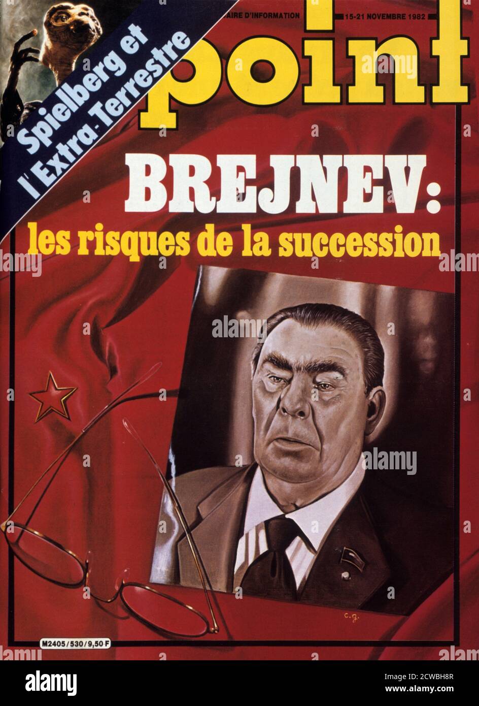 front cover of French new magazine, 'Le Point' 1982. Speculation about the leadership of the soviet union after Leonid Brezhnev Stock Photo