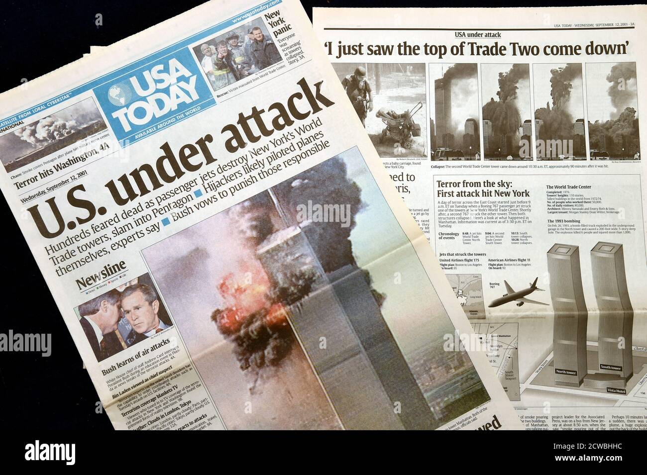 USA Today Newspaper reporting on the 9/11 attacks Stock Photo