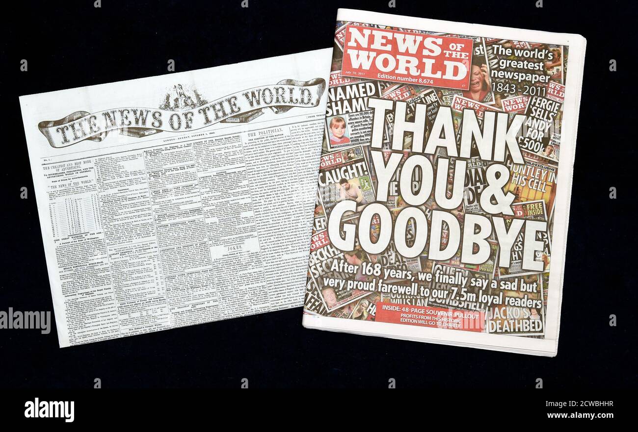 Last publication of the News of the World newspaper Stock Photo