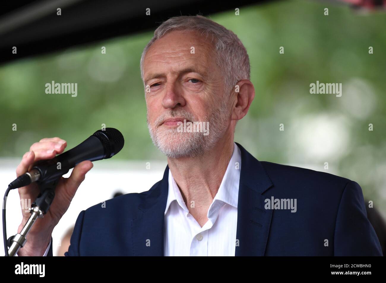 Photograph of Jeremy Corbyn. Jeremy Bernard Corbyn (1949-) a British politician serving as Leader of the Labour Party and Leader of the Opposition since 2015 Stock Photo
