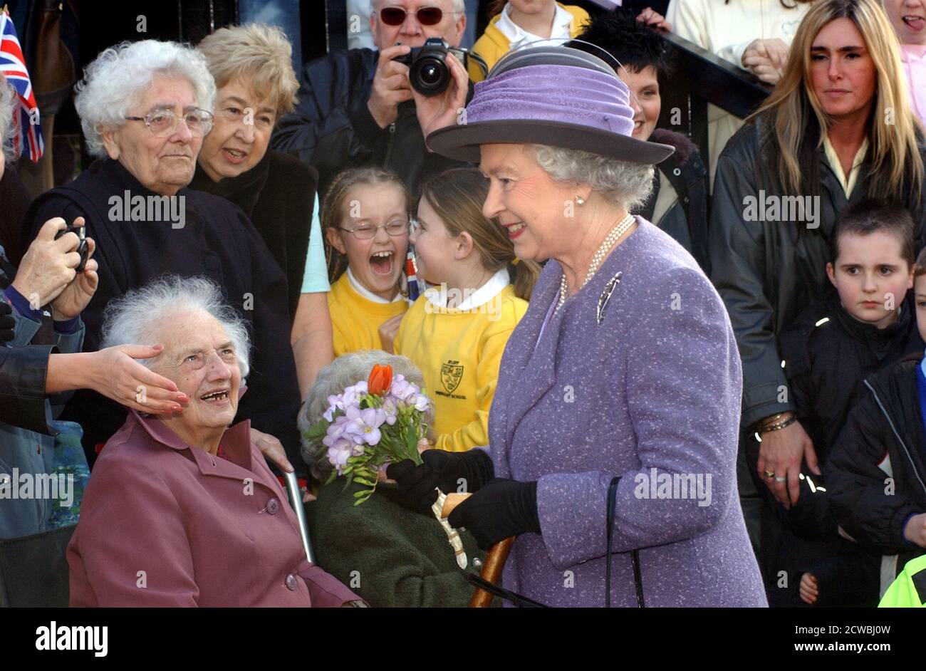 Photograph of Queen Elizabeth II during a visit to Havering. Elizabeth Alexandra Mary (1926-) Queen of the United Kingdom and the other Commonwealth realm. Stock Photo
