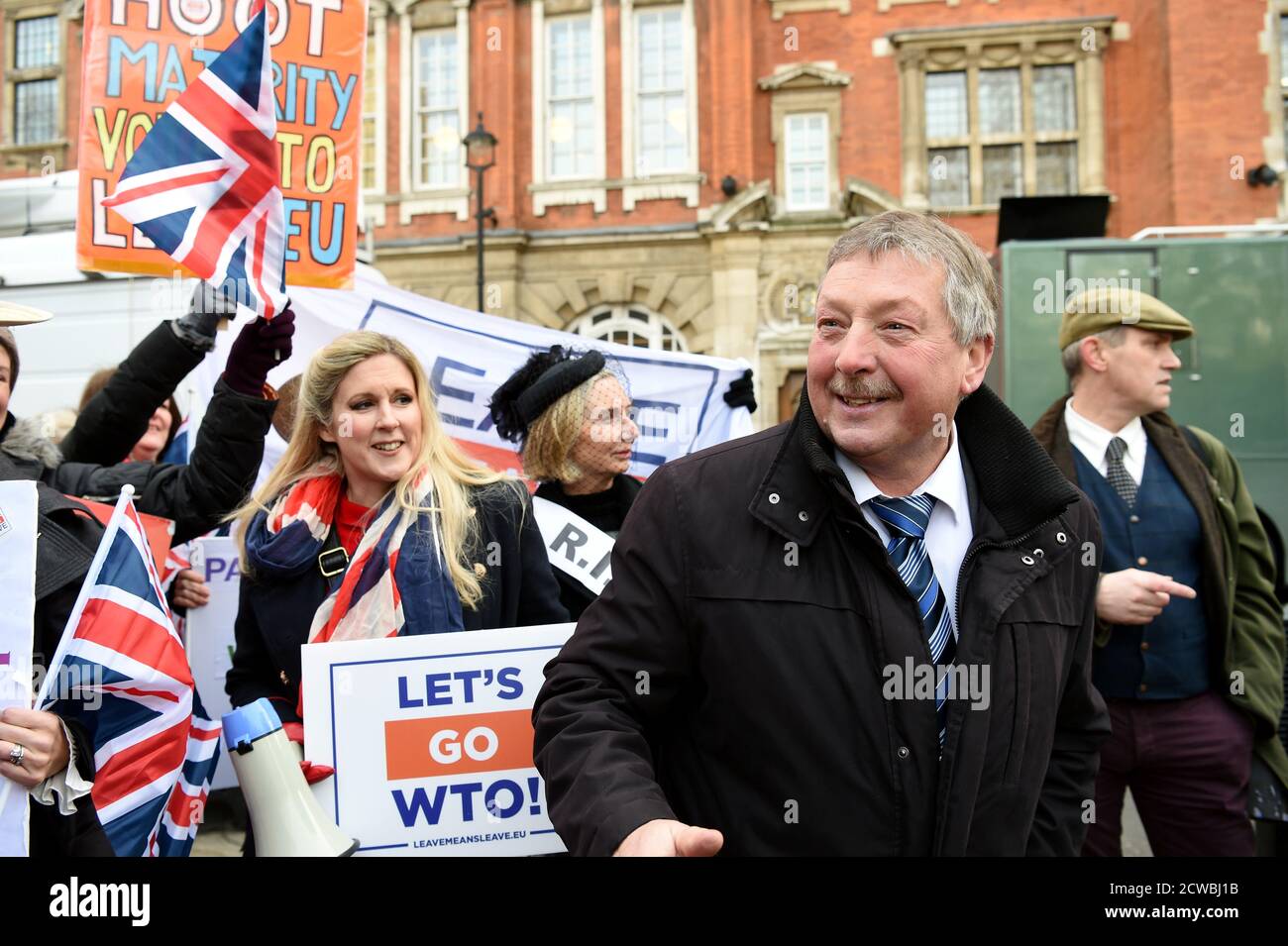Photograph of Sammy Wilson. Samuel Wilson (1953-) a Democratic Unionist Party politician from Northern Ireland who has been the Member of Parliament for East Antrim since 2005. He served as a Member of the Legislative Assembly for Belfast East from 1998 to 2003 and for East Antrim from 2003 until 2015. Stock Photo