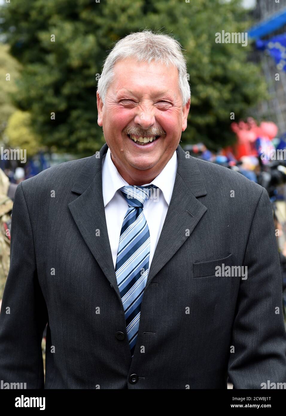 Photograph of Sammy Wilson. Samuel Wilson (1953-) a Democratic Unionist Party politician from Northern Ireland who has been the Member of Parliament for East Antrim since 2005. He served as a Member of the Legislative Assembly for Belfast East from 1998 to 2003 and for East Antrim from 2003 until 2015. Stock Photo