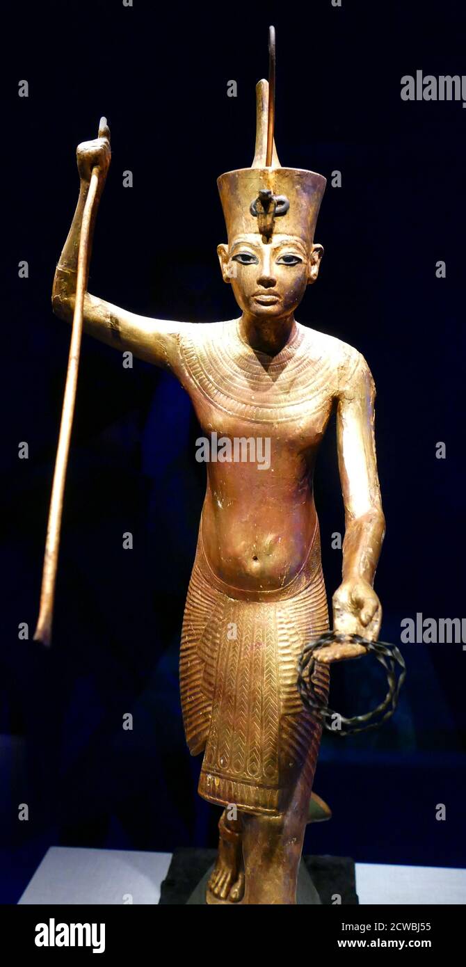 Gilded wooden statue of King Tutankhamun. 1326 BC From the tomb of King