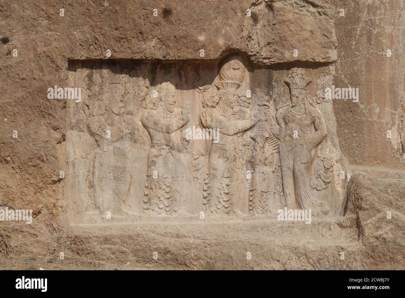 Photograph of Naqsh-e Rostam relief showing the Investiture of Sasanian ...