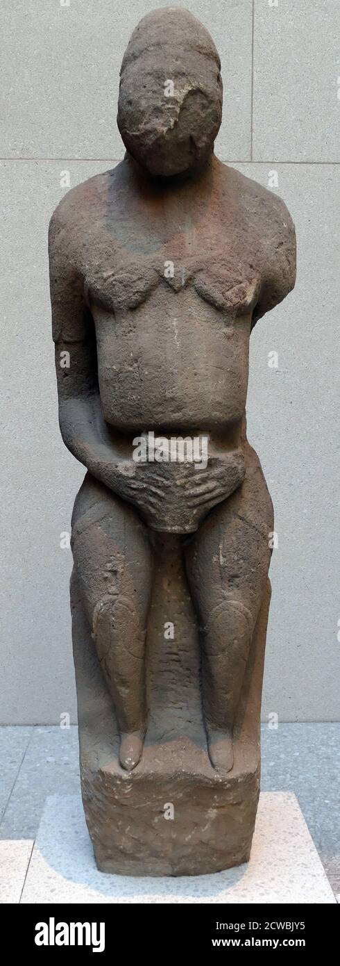 Sandstone Cuman stone figures of men and women Stock Photo