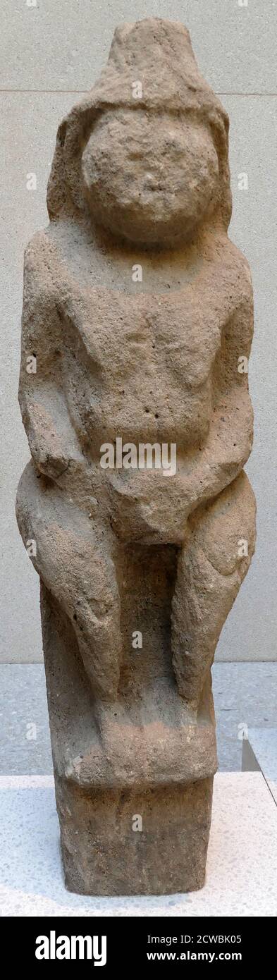 Sandstone Cuman stone figures of men and women Stock Photo
