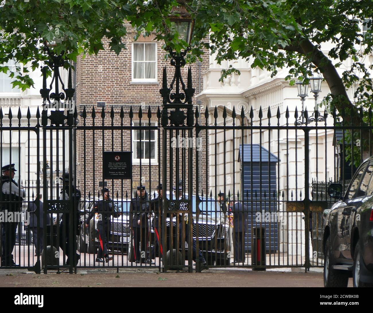 Photograph of the armed police security at Buckingham Palace during