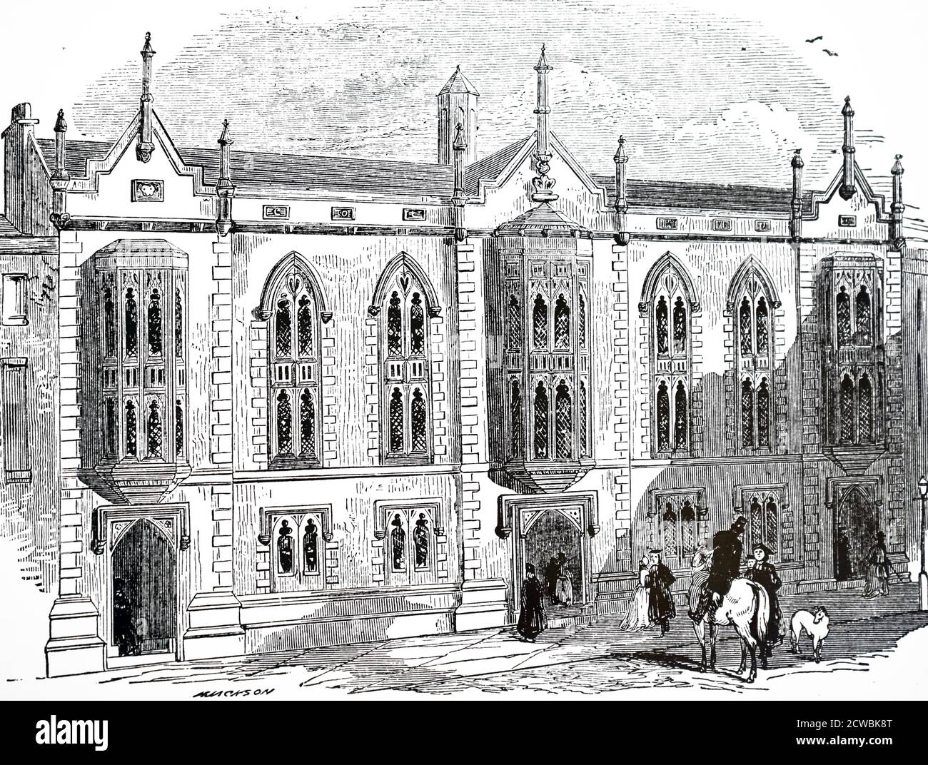 Engraving depicting Queen's College School, Birmingham. Stock Photo