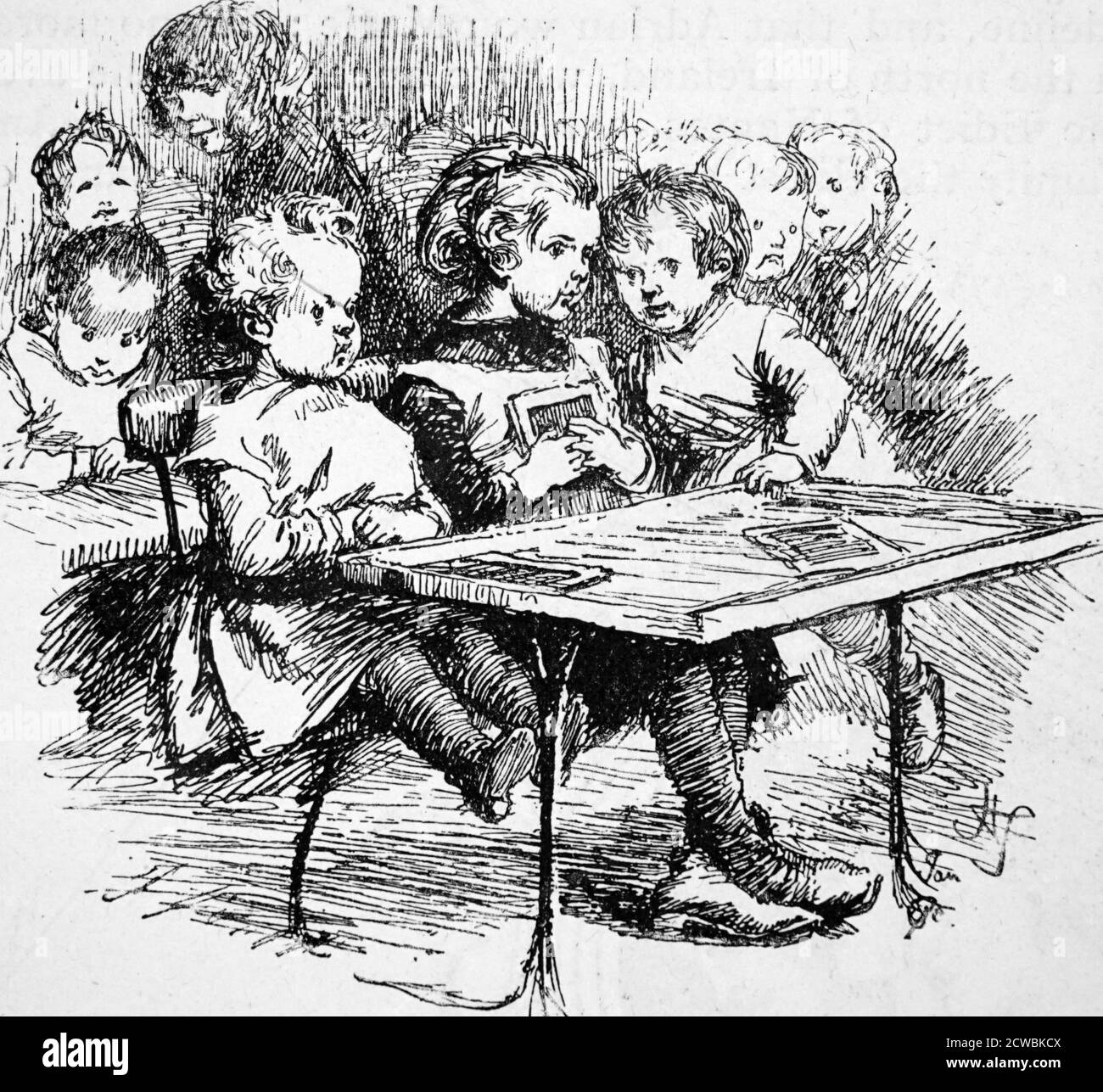 Engraving depicting an infant class at a London Board School. Stock Photo
