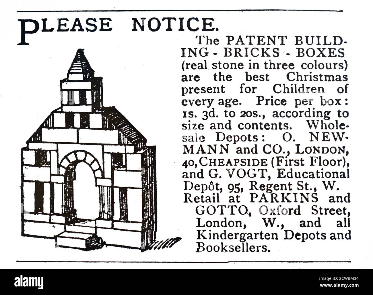 Advertisement for children's building bricks for Christmas Stock Photo ...