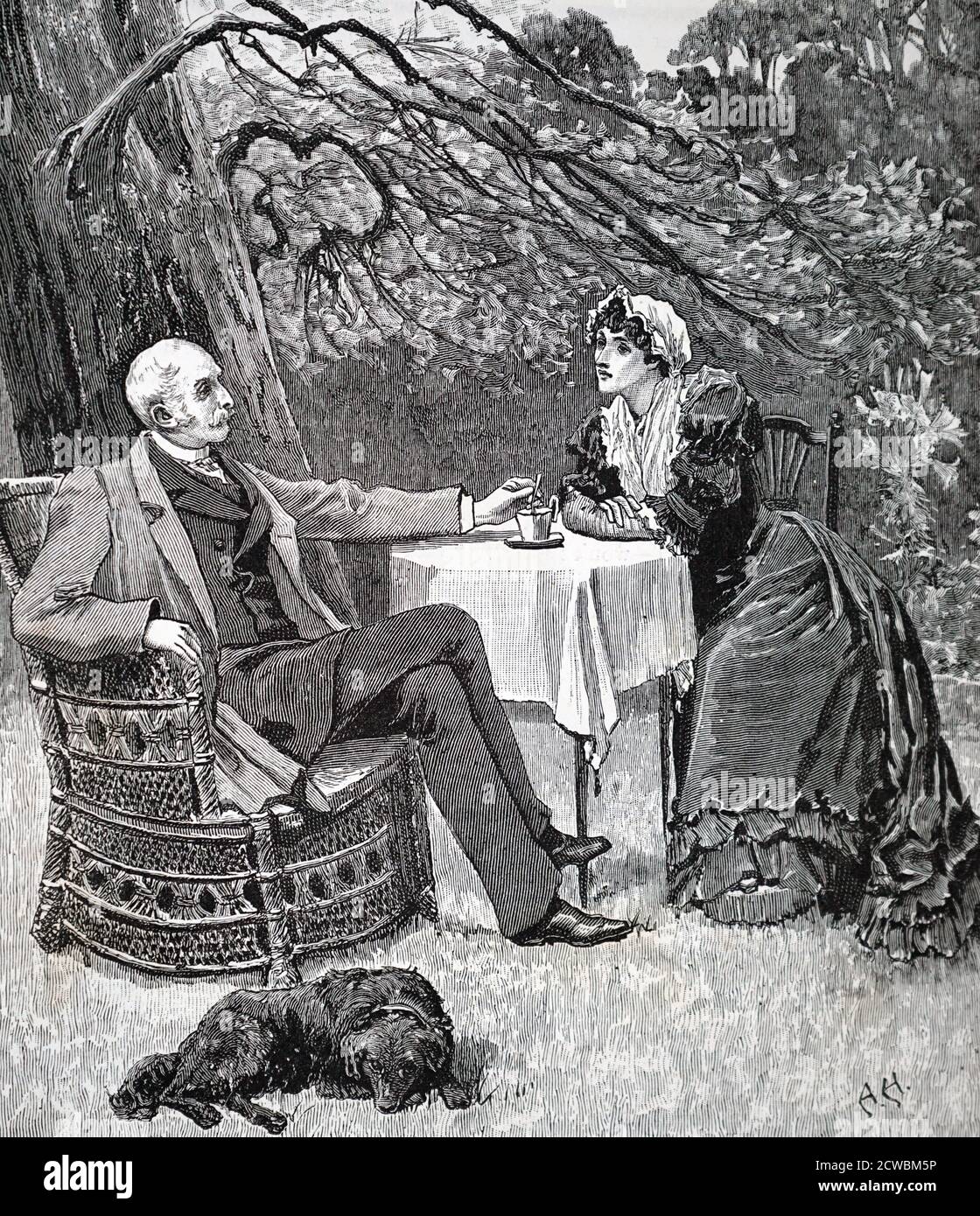 Engraving depicting an example of wicker furniture Stock Photo