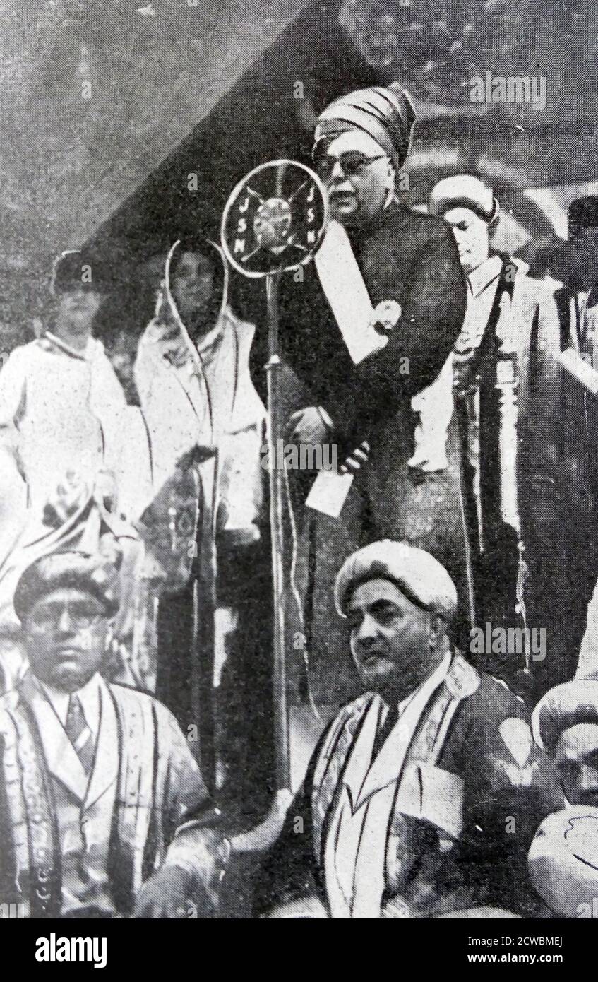 Black and white photograph of the Aga Khan III (1877-1957; Aga Khan