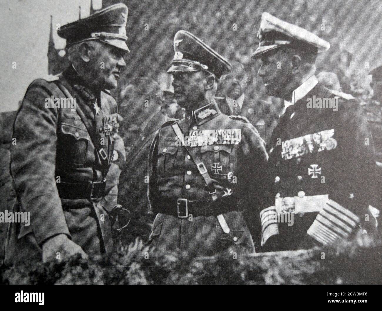 Black and white photograph of German officers at the Congress of Nuremberg. Stock Photo