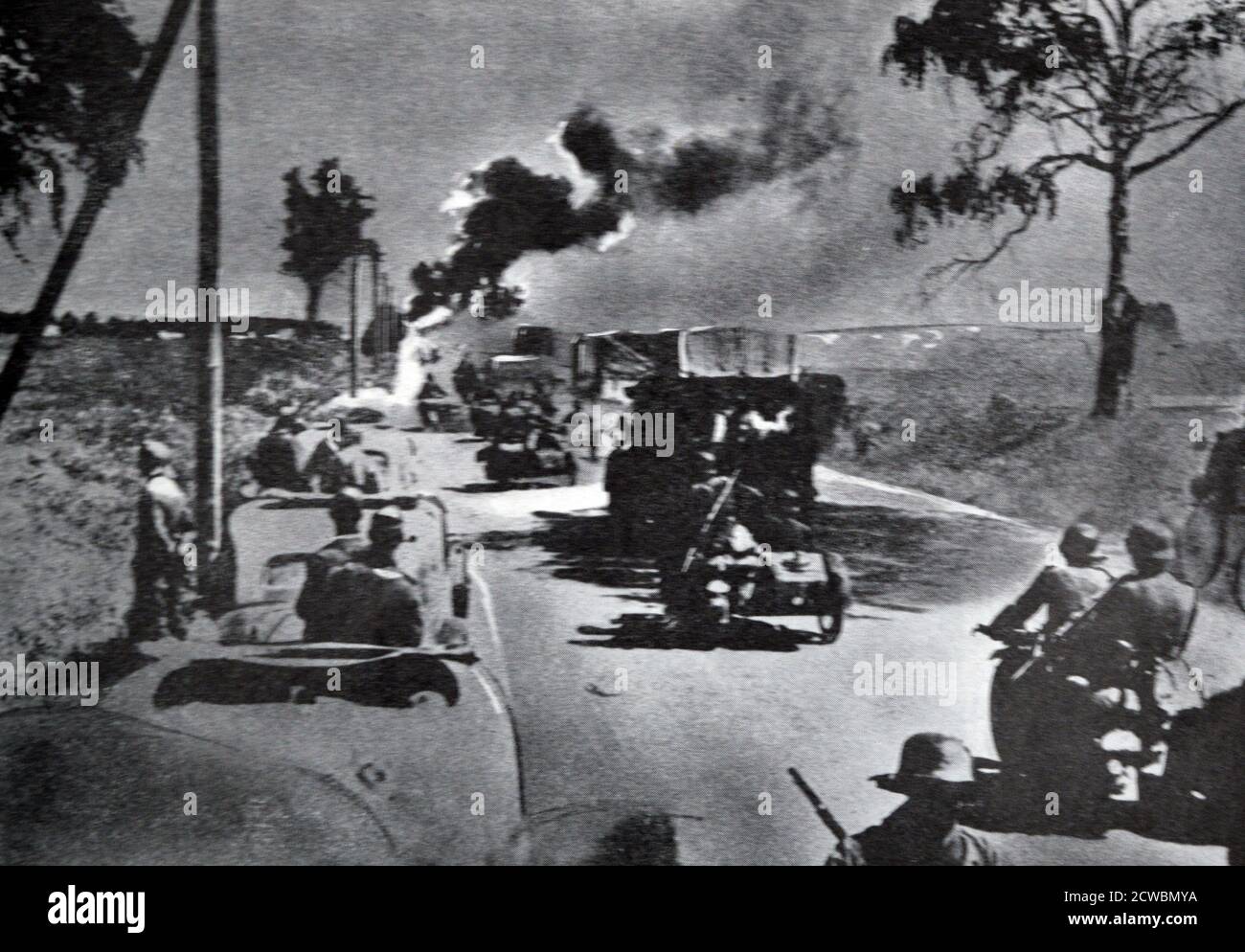 Black and white photograph of World War II (1939-1945); German troops enter Russia on 22 June 1941. Stock Photo