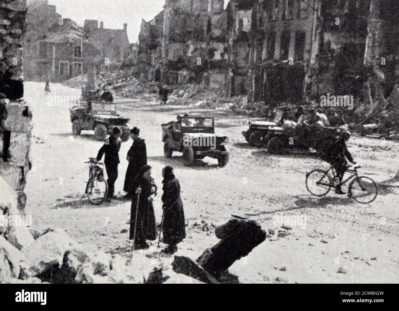 Black and white photograph of World War II (1939-1945) showing Allied ...
