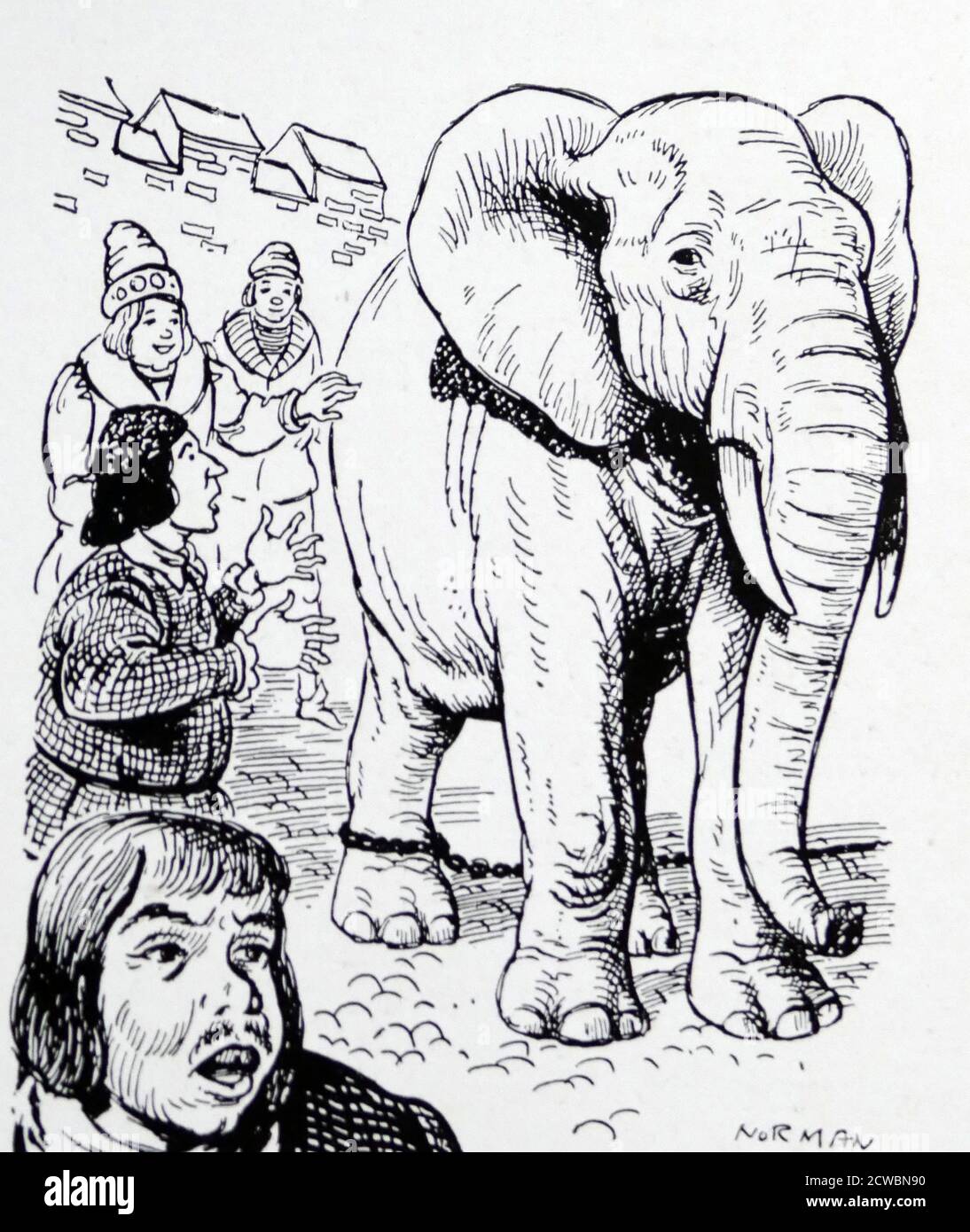 Illustration depicting An African elephant gifted in late November 1254, from the king of France, Louis IX, to Henry III of England. The elephant was said to have been acquired by Louis during a crusade to Palestine Stock Photo