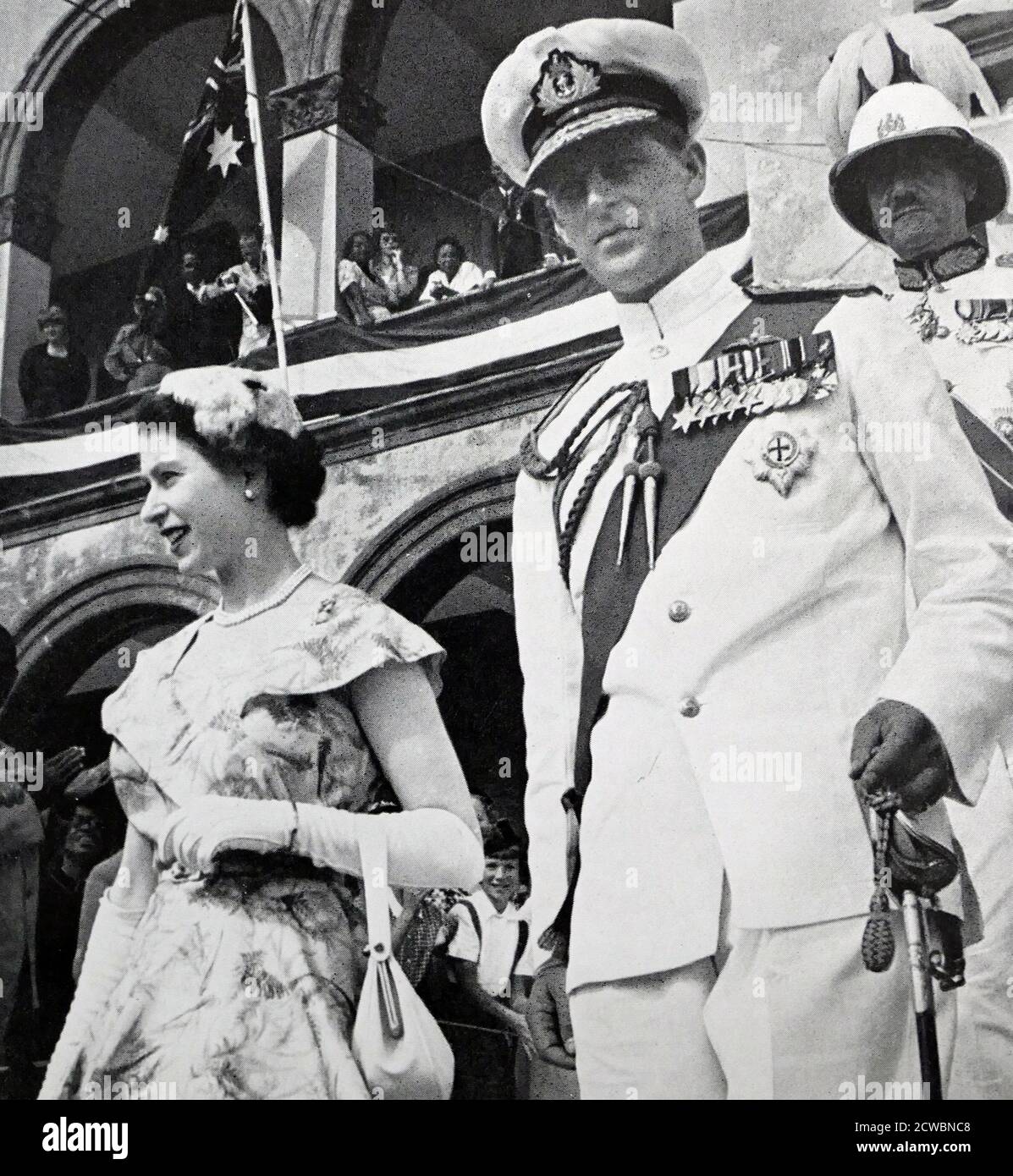 Queen Elizabeth II and Prince Phillip, visited Gibraltar in May 1954 Stock Photo