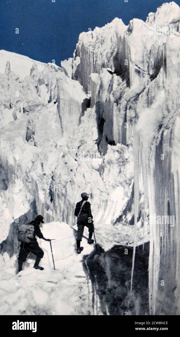 The 1951 British Mount Everest reconnaissance expedition ran between 27 August 1951 and 21 November 1951 with Eric Shipton as leader. The expedition reconnoitred various possible routes for climbing Mount Everest from Nepal concluding that the one via the Khumbu Icefall, Western Cwm and South Col was the only feasible choice. This route was then used by the Swiss in their two expeditions in 1952 followed by the successful ascent by the British in 1953. Stock Photo