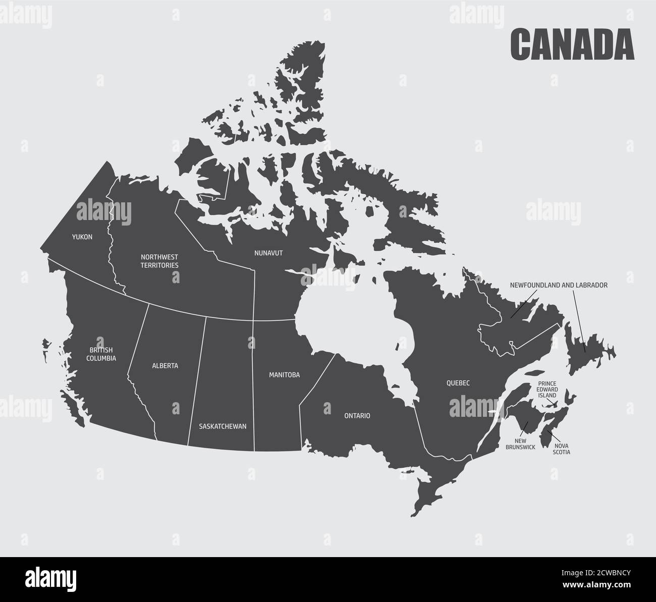Canada provinces map Stock Vector