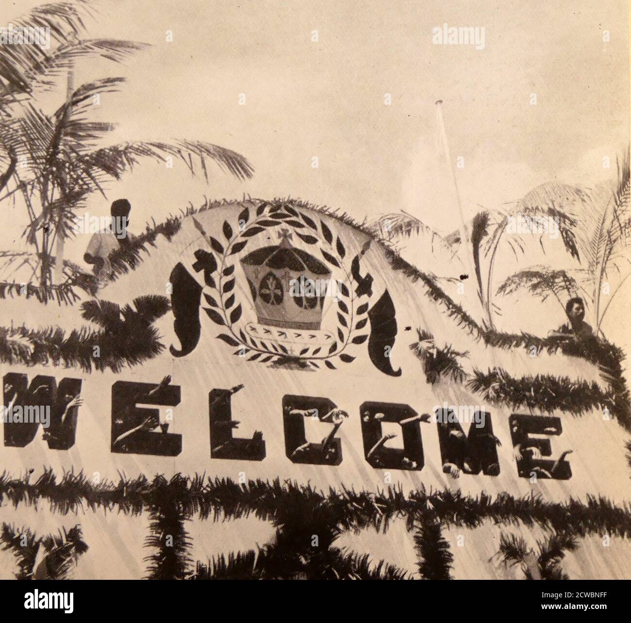 welcome signs for the visit to Tonga of Queen Elizabeth II and Prince ...