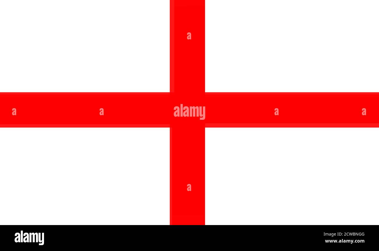 Illustration showing The flag of England derived from Saint George's Cross. The association of the red cross as an emblem of England can be traced back to the Middle Ages, and it was used as a component in the design of the Union Flag in 1606 Stock Photo