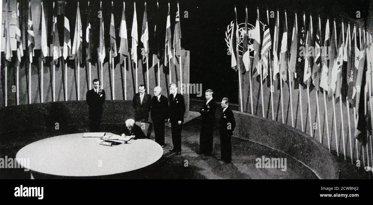 the UN Conference on International Organization opened in San Francisco, 25 April 1945, attended by 50 governments and a number of non-governmental organizations involved in drafting the UN Charter. Stock Photo