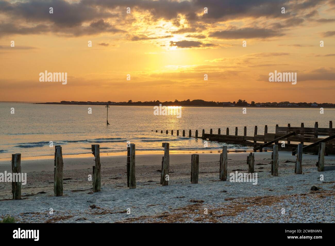 Sunset at East Head, West Wittering, Chichester Harbour, UK. Stock Photo
