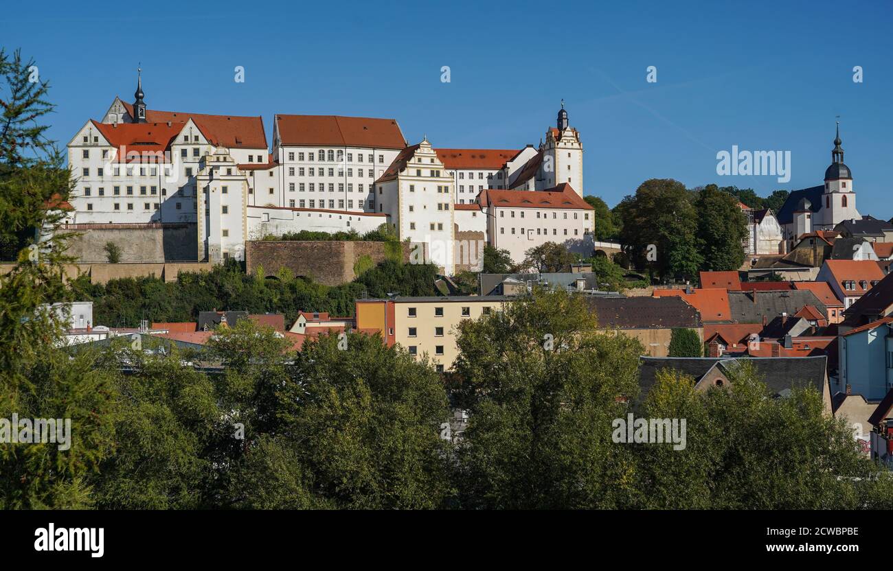 Colditz, Germany. 18th Sep, 2020. The Renaissance Colditz Castle. The castle belongs to the State Palaces, Castles and Gardens of Saxony (gGmbH) and gained international fame through its use as a prisoner of war camp 'Oflag IV-C' for Allied officers in World War II and an attempted escape with a glider built by prisoners, the Colditz Glider. Credit: Peter Endig/dpa-Zentralbild/ZB/dpa/Alamy Live News Stock Photo